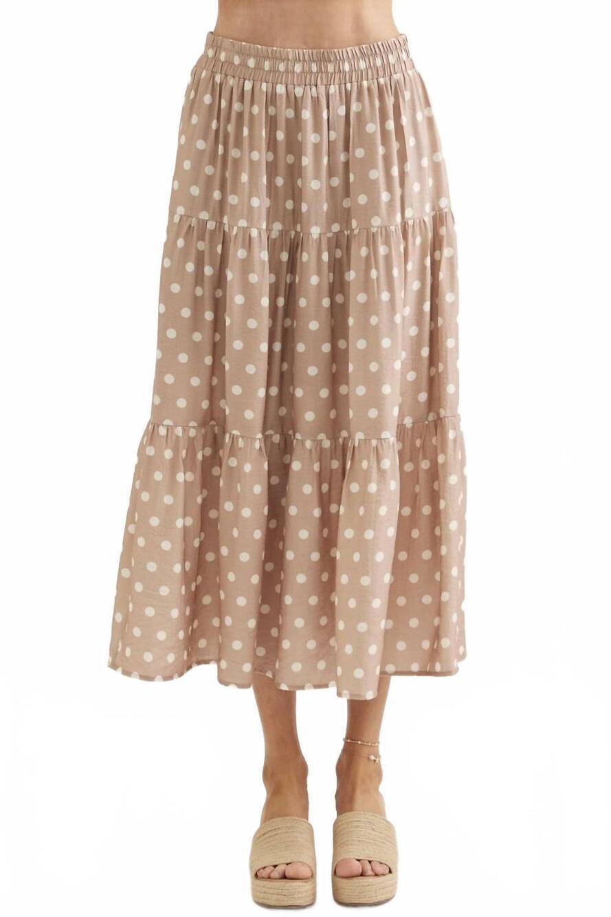 NEW ENTRO love polka dot skirt in latte